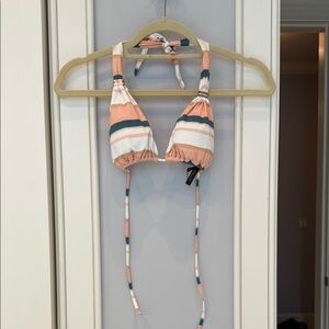 Striped Peach and White Bikini Top